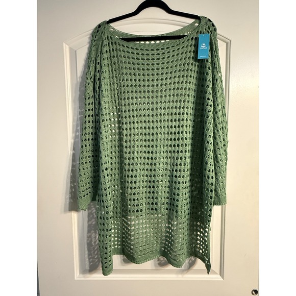 Cupshe Other - Cupshe Crochet Cover Up Medium Green NWT Boho Open Knit Beach Swim Boho Resort